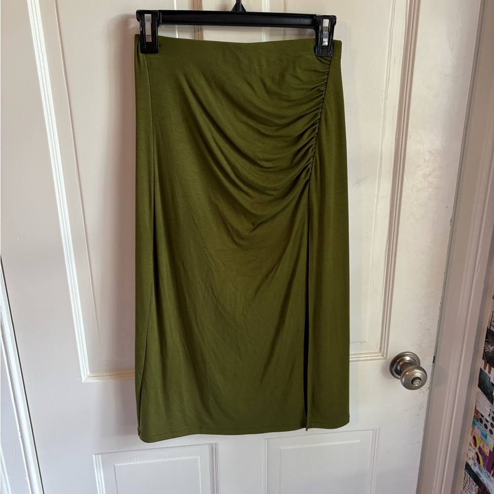Olive Green Ruched Women's Skirt